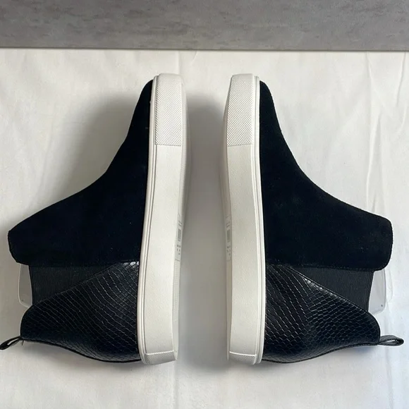 Steve Madden Zaci Wedge Sneaker Boot Black Suede Leather Faux Snakeskin Size 7M - Picture 5 of 13